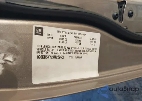 2004 Cadillac Deville Standard z USA, uszkodzony, nr VIN 1G6KD54Y24U222650